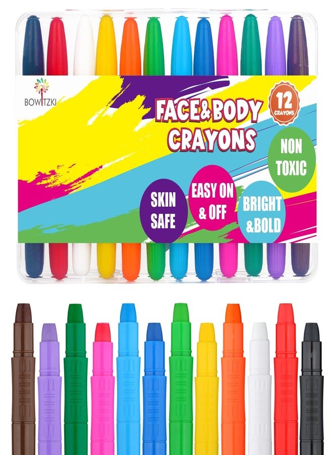 Bowitzki Face and Body Paint Crayons, 12Pcs XL Face Painting Kit 12 Vibrant Colors Washable Face Paint Sticks for Adults Party, Halloween Makeup, Event, Cosplay - Image 1